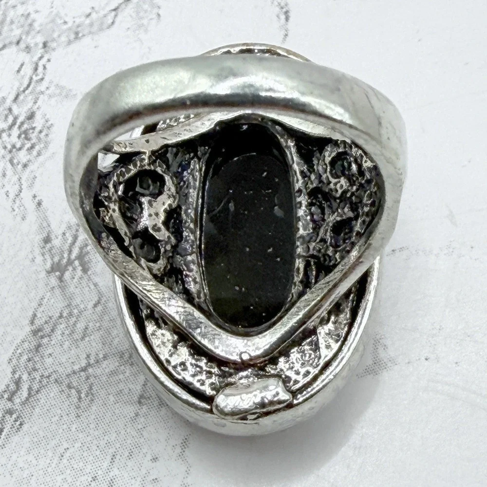 Music Note Treble Cleff Ring Black Stone Musician Gift‎ Size 6 New See VIDEO